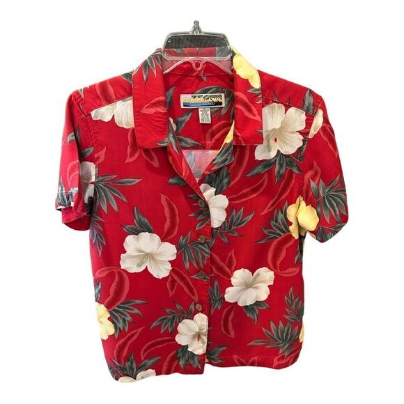 Hawaiian Aloha VTG Sunset Cove Where Dreams Are Made Red Hibiscus Rayon - Picture 5 of 12